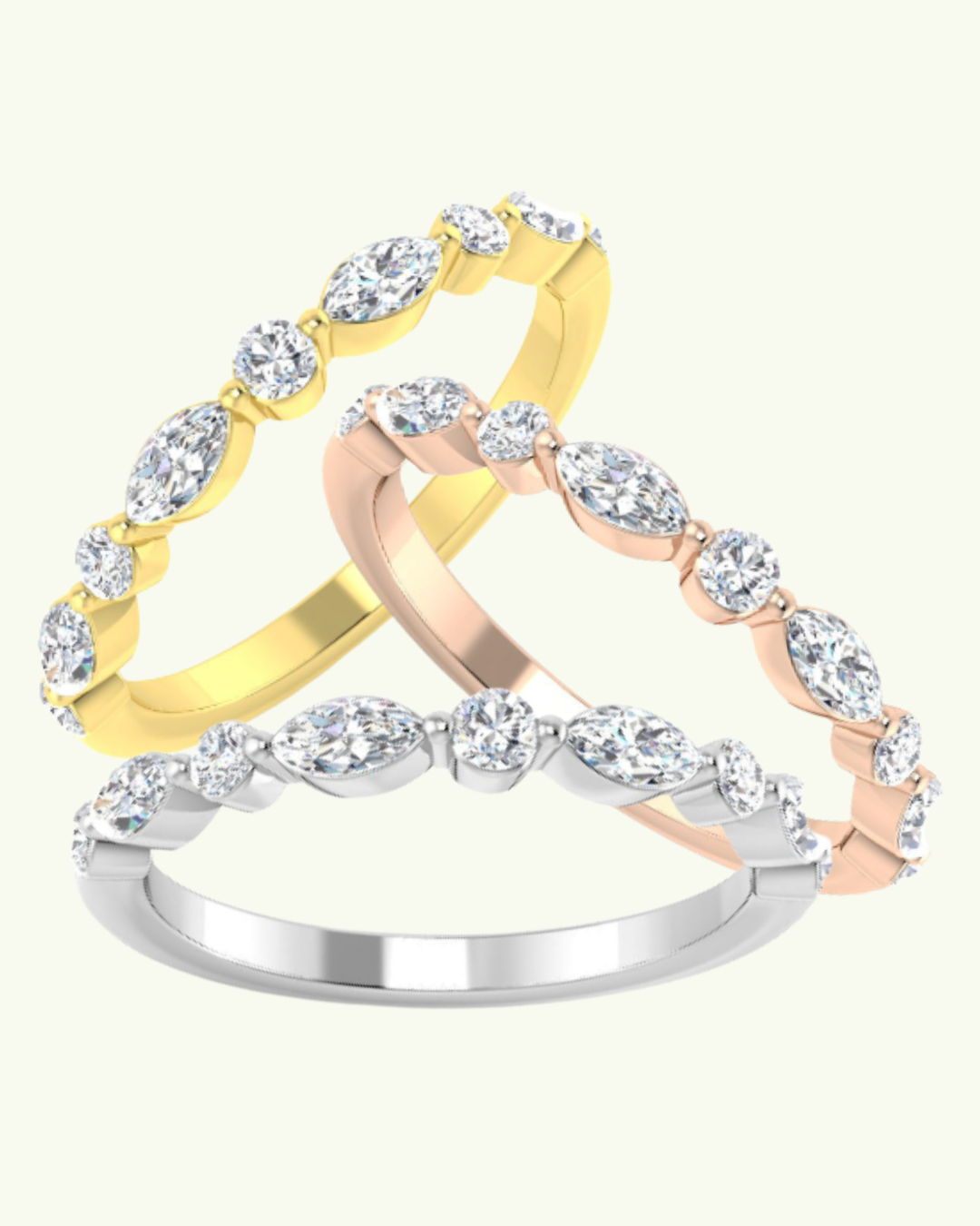 Marquise and round alternating diamond band