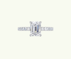 Emerald cut modern diamond shoulder set ring