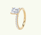 Emerald cut modern diamond shoulder set ring