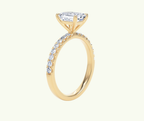 Emerald cut modern diamond shoulder set ring