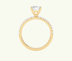 Emerald cut modern diamond shoulder set ring