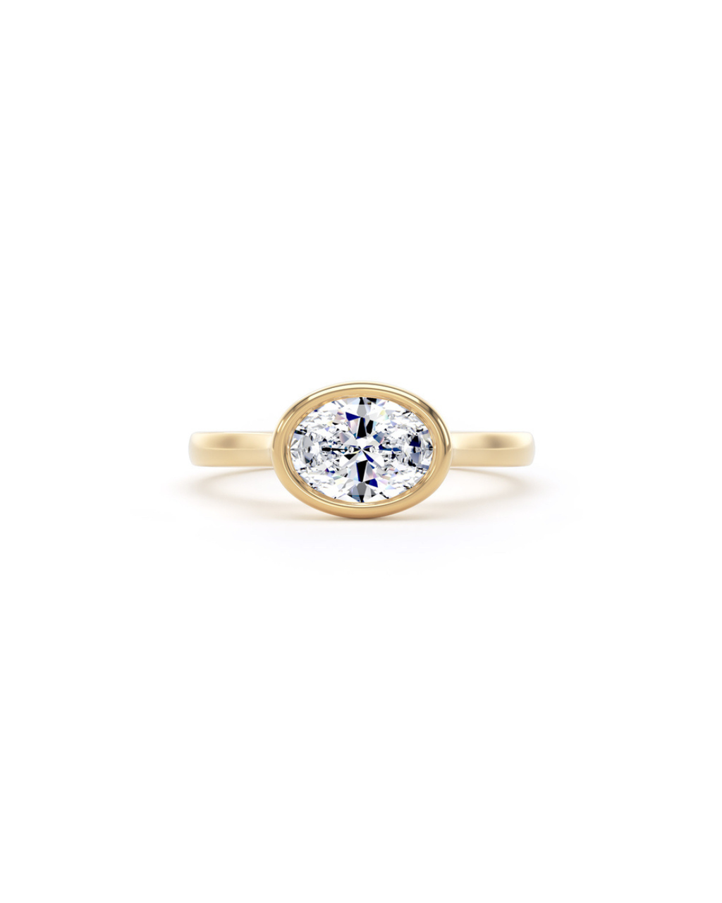 East West Bezel set Oval solitaire
