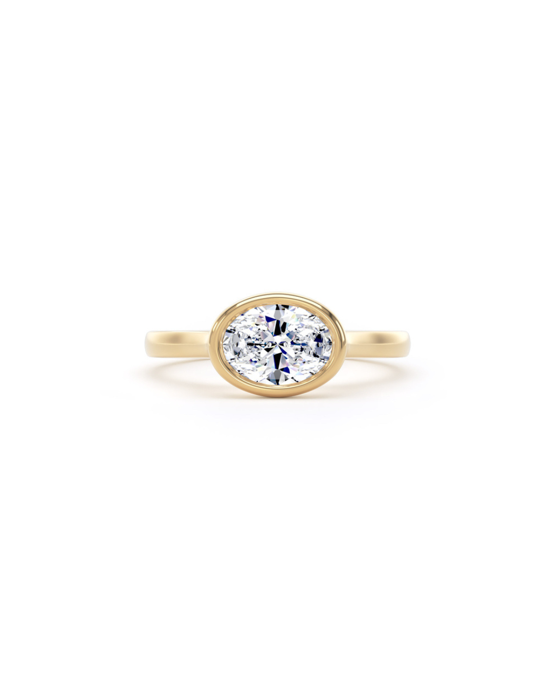 East West Bezel set Oval solitaire