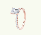 Emerald cut modern diamond shoulder set ring