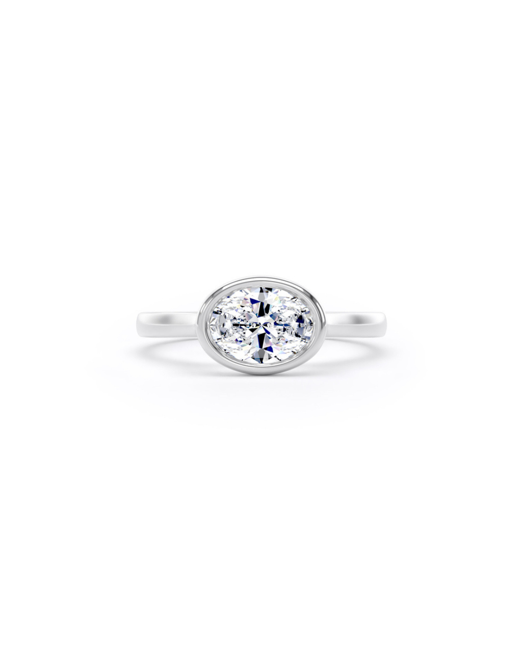 East West Bezel set Oval solitaire