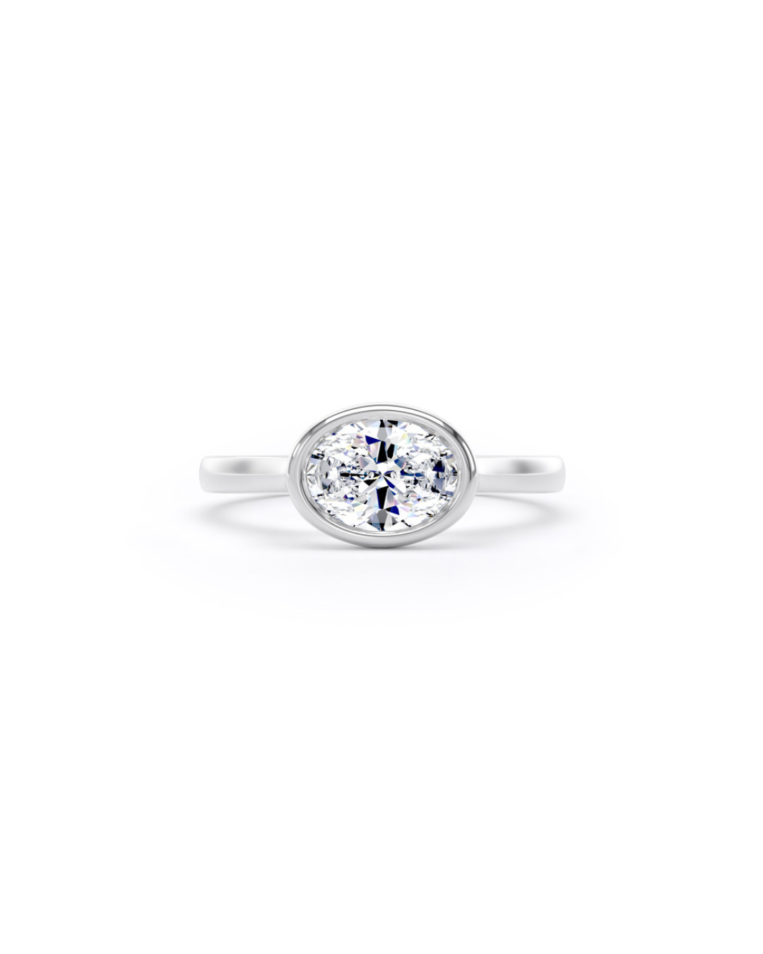 East West Bezel set Oval solitaire