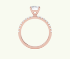 Emerald cut modern diamond shoulder set ring