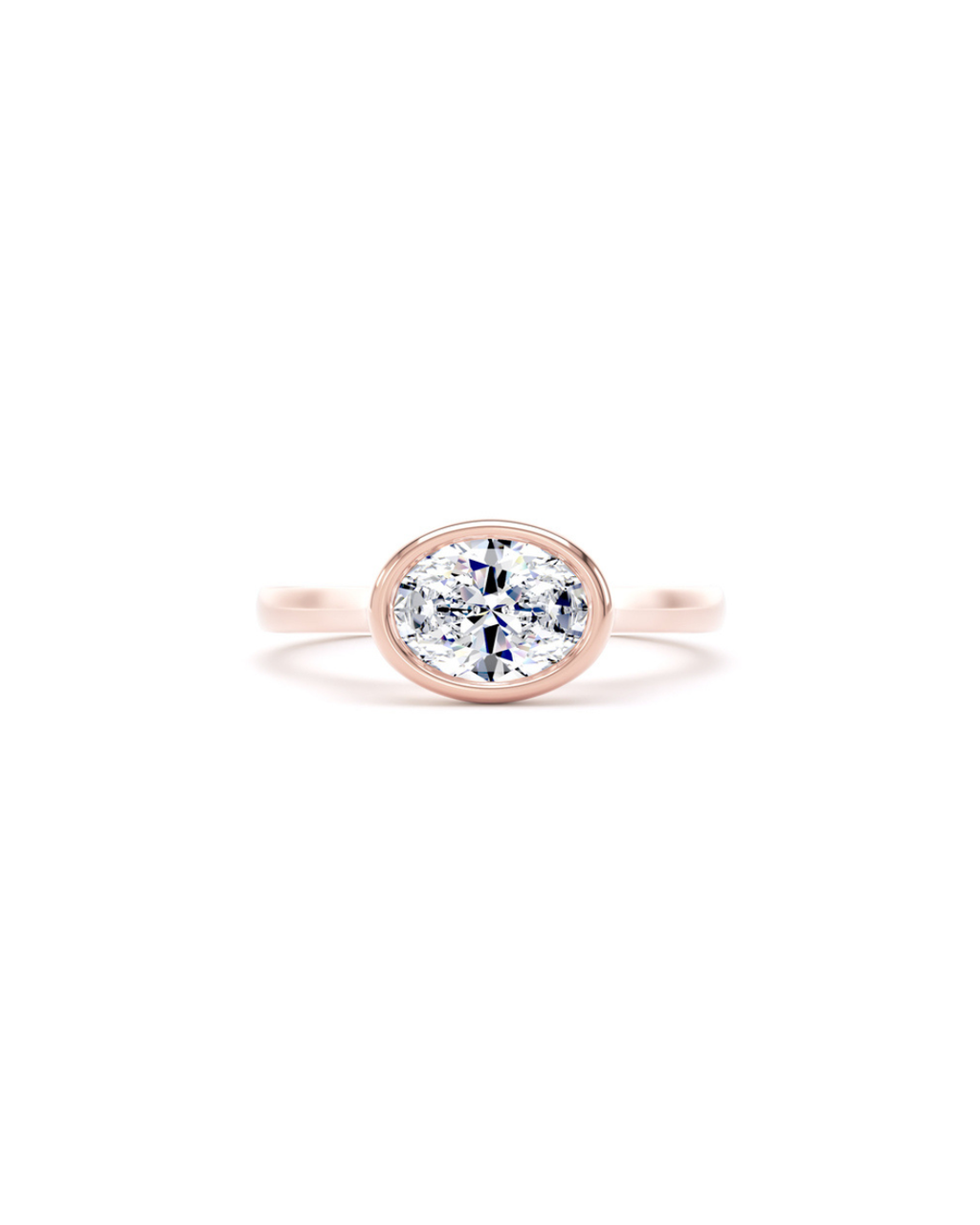 East West Bezel set Oval solitaire