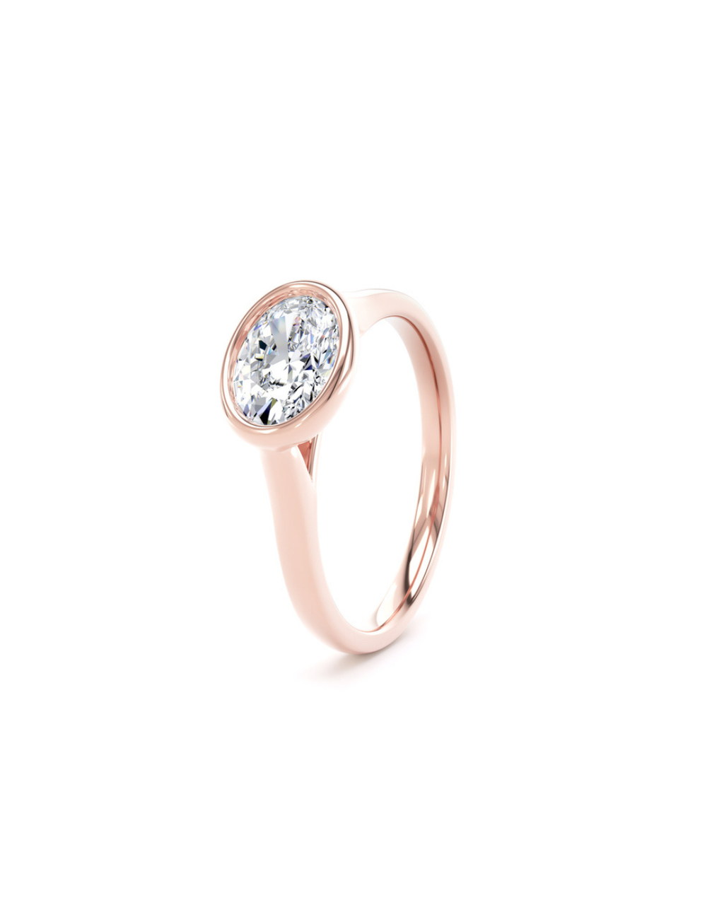 East West Bezel set Oval solitaire