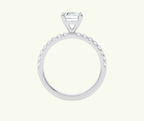 Emerald cut modern diamond shoulder set ring