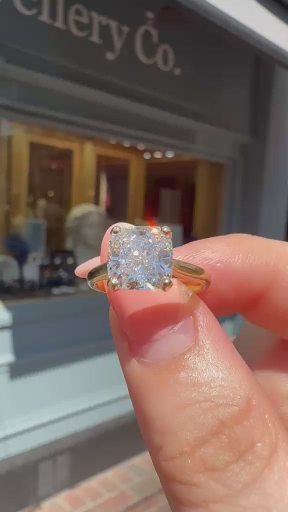 Classic cushion cut Solitaire Ring